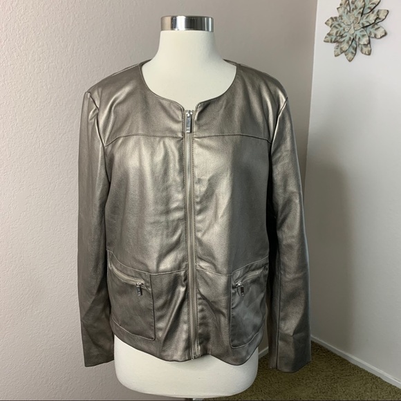 Liz Claiborne NWT Faux Leather Jacket Blazer - Picture 2 of 11